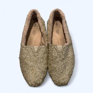 TOMS gold glitter slip-on shoes size 11